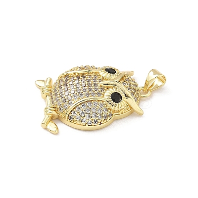 Brass Micro Pave Clear Cubic Zirconia Pendants KK-B141-35G-1