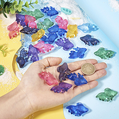 42Pcs 7 Colors Transparent Acrylic Pendants MACR-TA0001-57-1