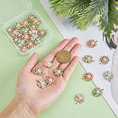 30Pcs 5 Colors Alloy Enamel Pendants ENAM-HY0001-16-1