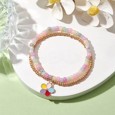 Glass Seed Double Layer Multi-strand Bracelets BJEW-MZ00055-03-1