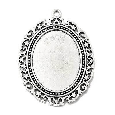 Tibetan Style Alloy Big Pendant Cabochon Settings TIBEP-553-AS-FF-1