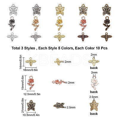 150Pcs 15 Style Tibetan Style Alloy Pendants FIND-SC0001-96-1