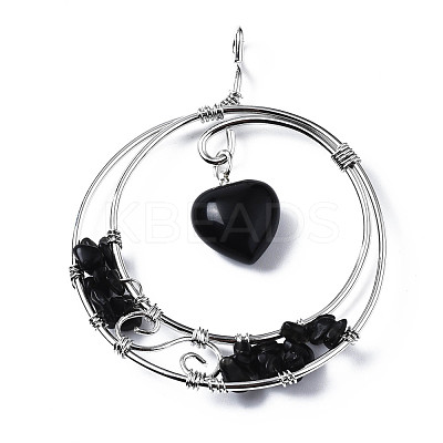 Natural Obsidian Big Pendants G-Q997-001B-1