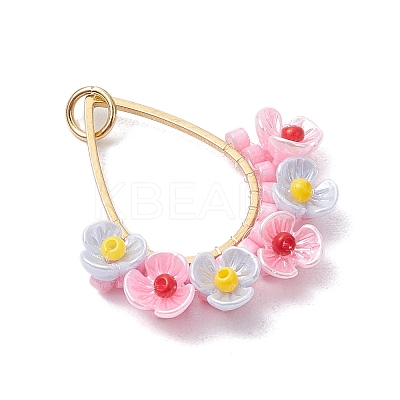 Glass Seed Beaded Pendants PALLOY-MZ00600-01-1
