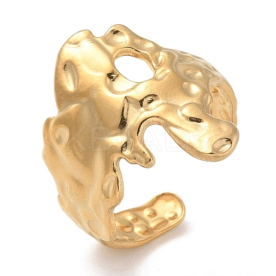 Irregular 304 Stainless Steel Open Cuff Rings for Unisex RJEW-Q003-01G-1