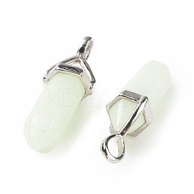 Luminous/Glow Bullet Glass Pointed Pendants GLAA-K058-01P-02-1