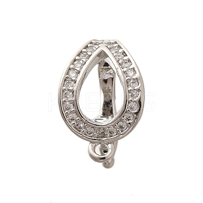 Rack Plating Brass Micro Pave Clear Cubic Zirconia Fold Over Clasps KK-H508-03P-1