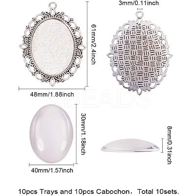Oval Clear Glass Cabochon Cover DIY-PH0018-96AS-1