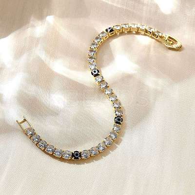 Brass Enamel Link & Charm Bracelets BJEW-Z094-02G-02A-1