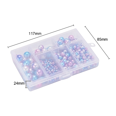 497Pcs 5 Style Rainbow ABS Plastic Imitation Pearl Beads OACR-YW0001-07C-1