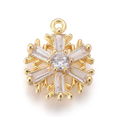 Brass Cubic Zirconia Pendants KK-F809-06G-1