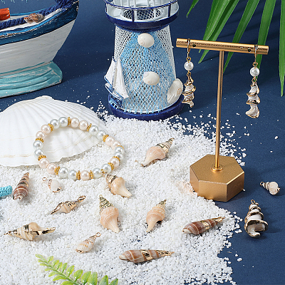 20Pcs 5 Styles Electroplate Shell Shapes Pendants SHEL-SC0001-58-1