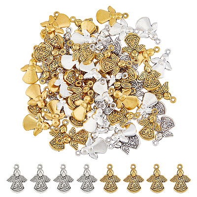 80PCS 2Colors Tibetan Style Alloy Angel Pendants TIBEP-DC0001-06-1