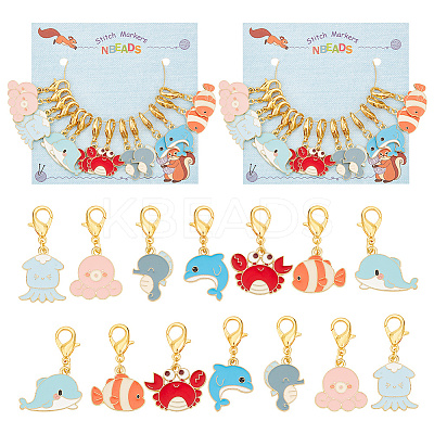 Sea Animal Pendant Stitch Markers HJEW-AB00318-1