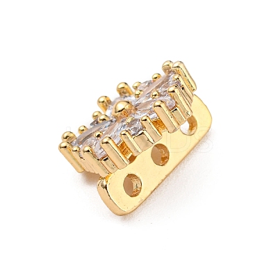 Flower Brass Pave Clear Cubic Zirconia Mutil-Strand Links ZIRC-R021-01D-G-1