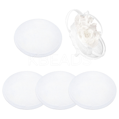 Imitation Hemp Round Fascinator Hat Base for Millinery AJEW-WH0472-45A-04-1