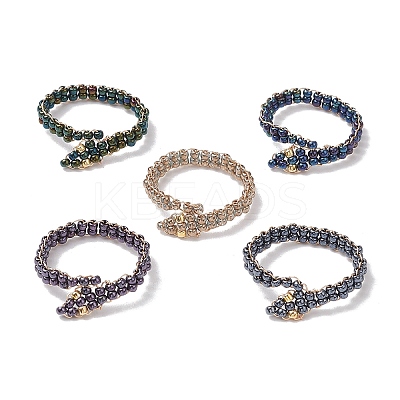 Glass Seed Bead Finger Rings RJEW-JR00875-02-1