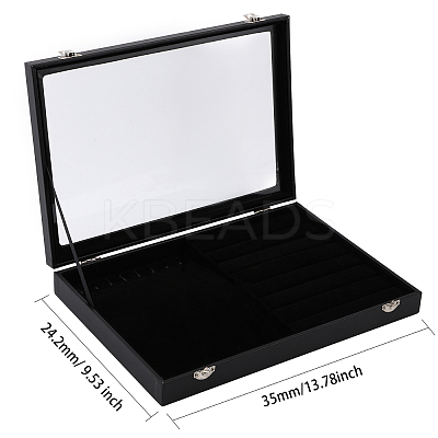 Rectangle PU Leather Covered with Plastic Jewelry Presentation Boxes CON-WH0089-21A-1