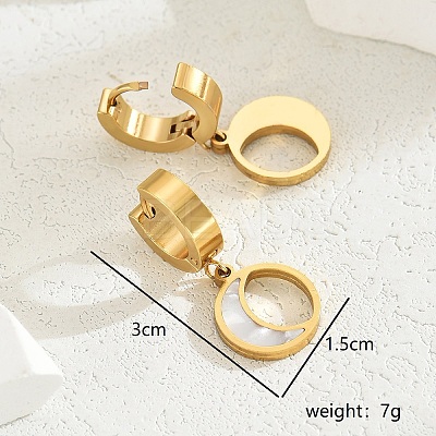 Elegant 201 Stainless Steel Moon Hoop Earrings XZ5381-1-1