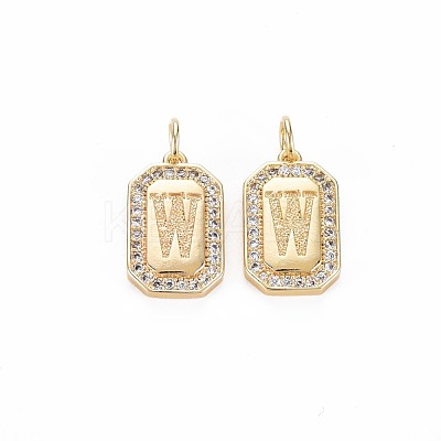 Brass Micro Pave Clear Cubic Zirconia Pendants KK-S356-767W-1