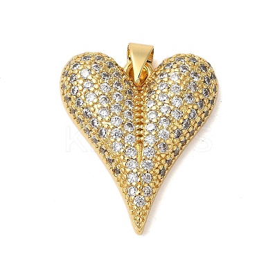 Rack Plating Brass Micro Pave Clear Cubic Zirconia Perdants KK-C067-03G-1