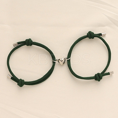 Alloy Heart-shaped Magnetic Braided Rope Bracelets for Couple Girlfriends WG59636-12-1