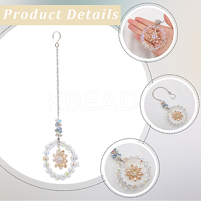 1Pc Flower Glass Car Hanging Decoration HJEW-SP0001-11B-1