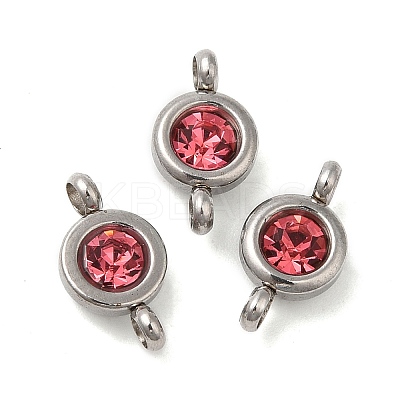 304 Stainless Steel Single Rhinestone Connector Charms STAS-E194-13P-16-1