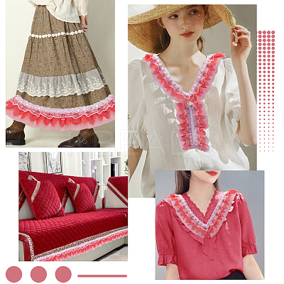 10M Polyester Flower Lace Ribbon with Paillettes OCOR-GF0003-34A-1