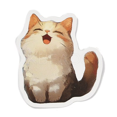 50 Pieces Oil Painting Series Cat Shape Paper Stickers STIC-R001-28-1