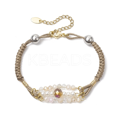 Glass & ABS Plastic Imitation Pearl Link Bracelets BJEW-JB10425-1