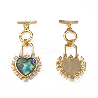 Brass Micro Pave Clear Cubic Zirconia Toggle Clasps KK-N233-222-1