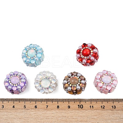 Inlay Glass Polymer Clay Rhinestone Rondelle Beads CLAY-A004-02-1