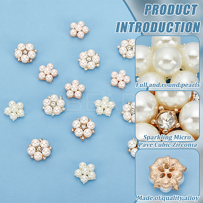 16Pcs 4 Styles Flower Shape Alloy Cabochons JEWB-FG0001-19-1