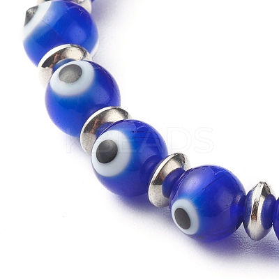 Handmade Evil Eye Lampwork Beaded Stretch Bracelets BJEW-JB06466-01-1