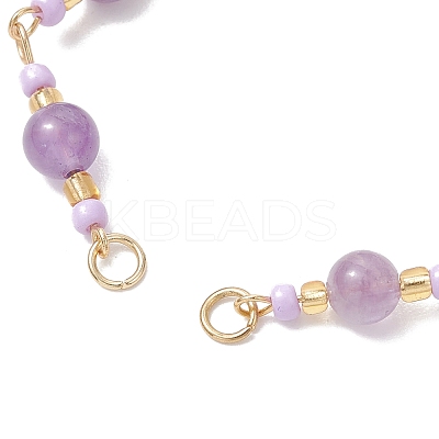Synthetic Turquoise & Natural Amethyst & Howlite & Carnelian & Dyed Yellow Jade & Dyed Malaysia Jade Round and Glass Seed Beads Link Chain Bracelet Making AJEW-MZ00009-1
