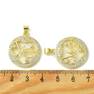 Mother's Day Brass Micro Pave Cubic Zirconia Pendants KK-H472-07G-02-1