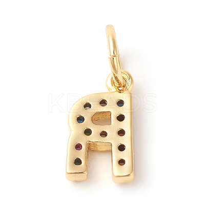 Brass Micro Pave Colorful Cubic Zirconia Charms ZIRC-F092-01-R-1