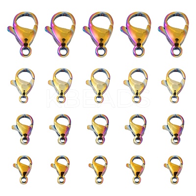60Pcs 4 Style Ion Plating(IP) 304 Stainless Steel Lobster Claw Clasps STAS-LS0001-46MC-1