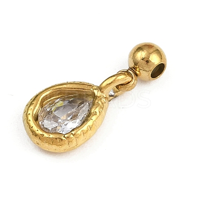 304 Stainless Steel Cubic Zirconia Pendants STAS-L296-12G-1