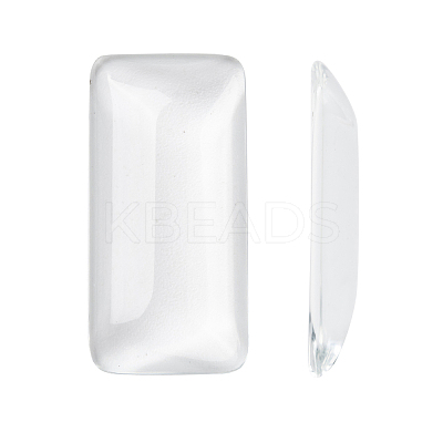 Transparent Rectangle Glass Cabochons GGLA-R025-38x19-1