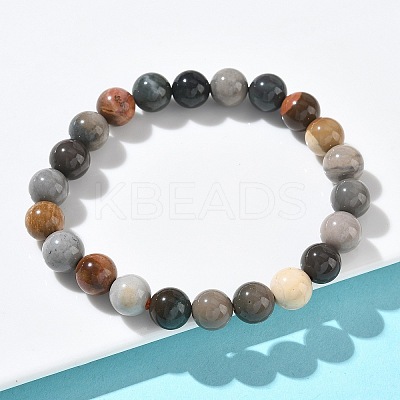 Natural Alashan Agate Round Beads Stretch Bracelets for Women BJEW-Z158-03M-03-1