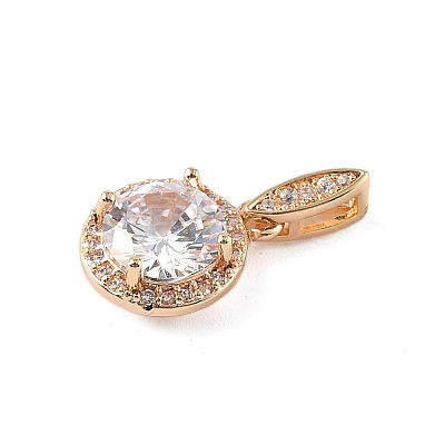 Brass Micro Pave Cubic Zirconia Pendants KK-E795-11KCG-02-1