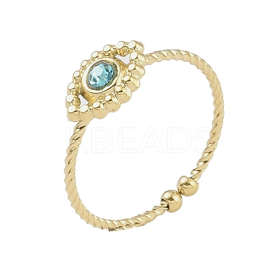 304 Stainless Steel Rhinestone Eye Open Cuff Rings for Women LS-RJEW-H229-01G-1