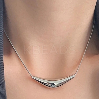 304 Stainless Steel Arc-shaped Pendant Necklaces for Women NJEW-A049-01P-1