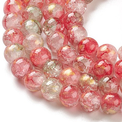 Baking Paint Crackle Glass Bead Strands DGLA-R053-04D-1