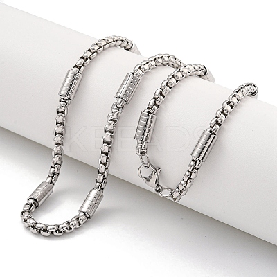 Non-Tarnish 304 Stainless Steel Box Chain Necklaces LS-NJEW-R266-09B-P-1