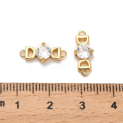 Brass Pave Clear Cubic Zirconia Letter D Connector Charms KK-H515-09G-1