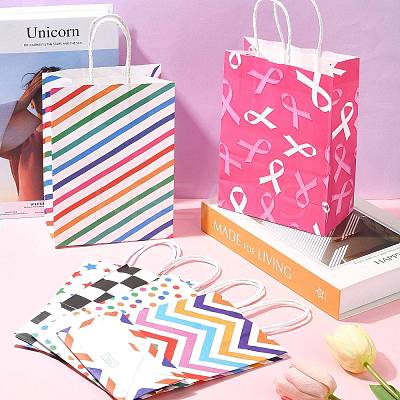 12Pcs 6 Colors Print Paper Packing Tote Bags CARB-FS0001-05-1
