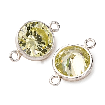 925 Streling Silver Pave Cubic Zirconia Birthstone Connector Charms STER-NH0001-80P-06-1